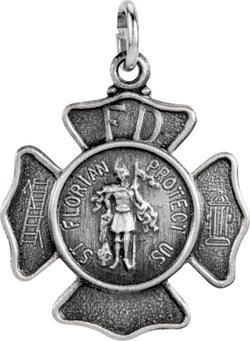 Sterling Silver St. Florian Medal 16.75MM