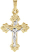 Two-Tone Byzantine Crucifix 14k Yellow and White Gold Pendant(20X16MM)