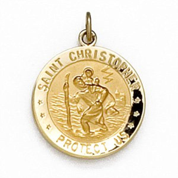 14K Yellow Gold Saint Christopher U.S. Air Force Medal on an 18 Inch Chain