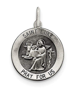 Sterling Silver Antiqued Saint Luke Medal (26X20MM)