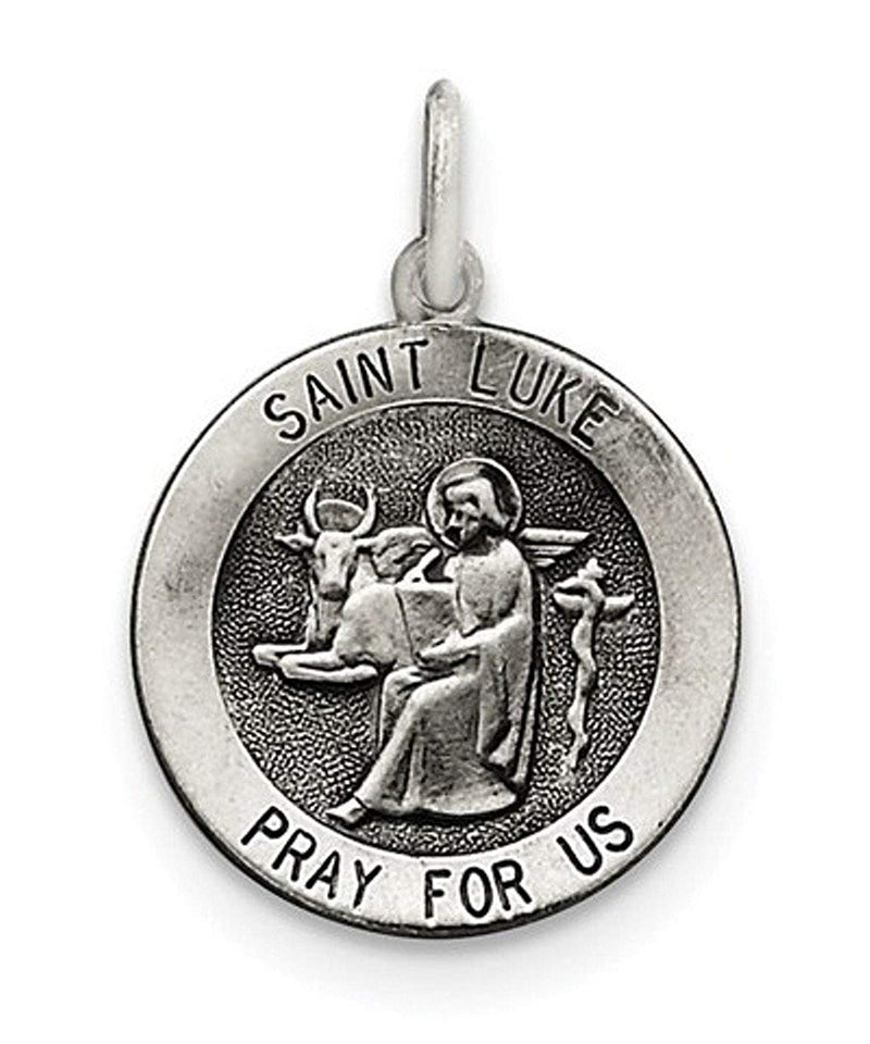 Sterling Silver Antiqued Saint Luke Medal (26X20MM)