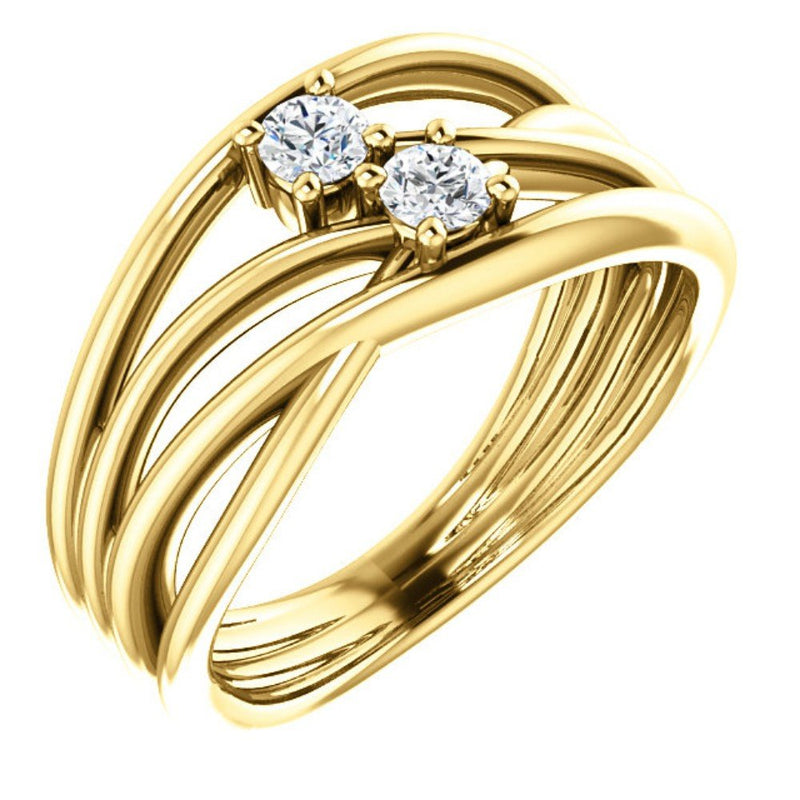 Diamond Two-Stone Bypass Ring, 14k Yellow Gold, Size 7 (.2 Ctw, G-H Color, I1 Clarity)