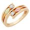 Tri-Color Bypass Diamond Ring, 10k Yellow Gold, 12k Green and Rose Gold Black Hills Gold Motif