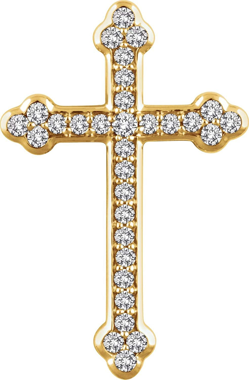 Diamond Botonée Cross 14k Yellow Gold Pendant (.5 Ctw, H+ Color, I1 Clarity)