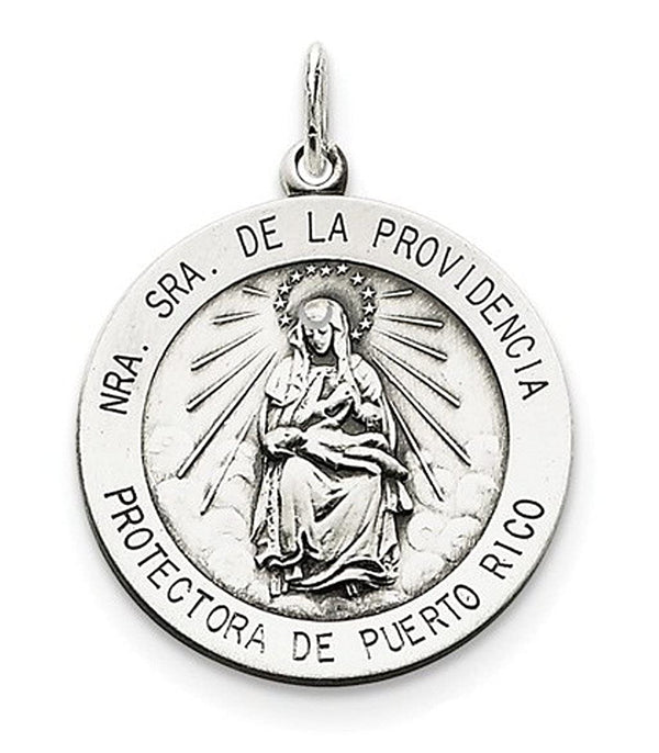 Sterling Silver Antiqued De La Providencia Medal (22X25MM)