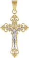 Two-Tone Filigree Crucifix 14k Yellow and White Gold Pendant (53.5X35MM)