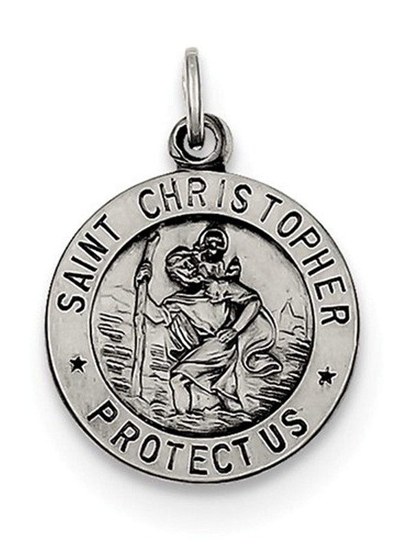 Sterling Silver Saint Christopher Medal Charm Pendant (20X15 MM)