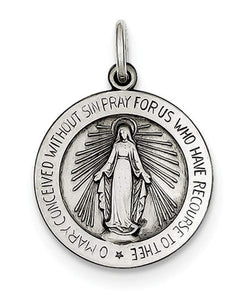 Sterling Silver Antiqued Miraculous Medal (24X18MM)