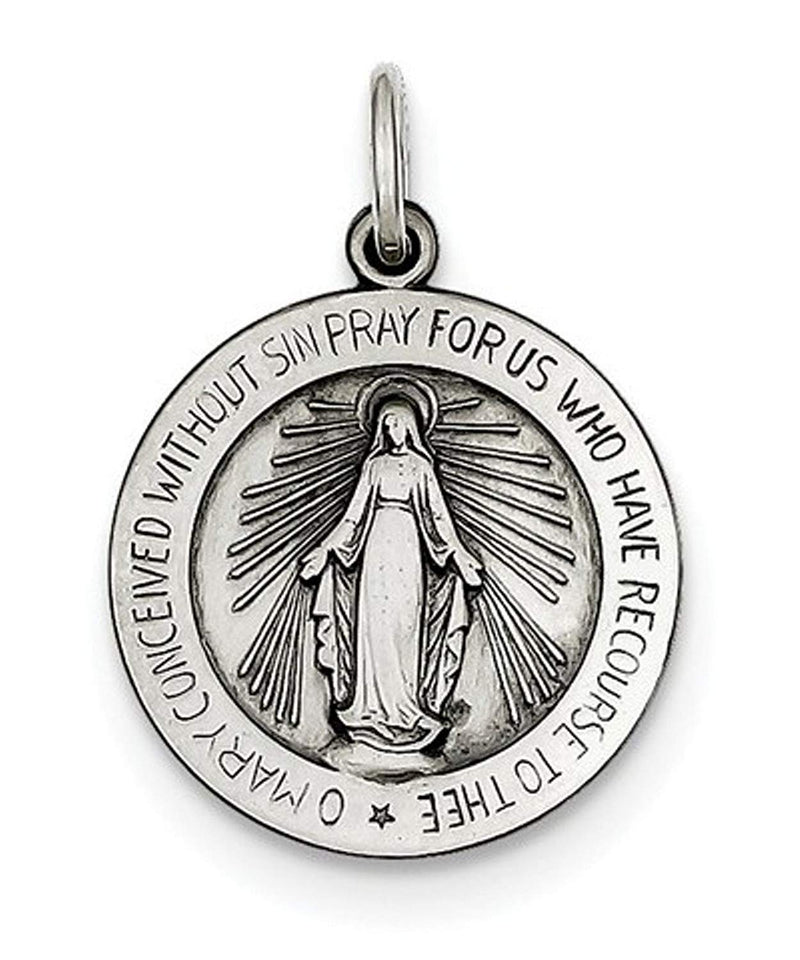 Sterling Silver Antiqued Miraculous Medal (24X18MM)