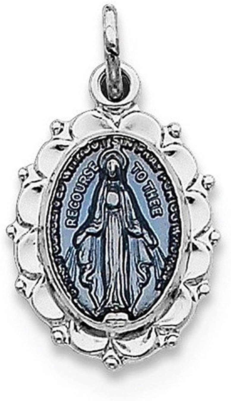 Rhodium-Plated Sterling Silver Miraculous Medal (19X10 MM)