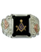 Onyx Free Mason's Signet Ring, Sterling Silver, 12k Green Gold, 12k Rose Gold Black Hills Gold Motif, Size 10