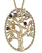 Multi Gemstone Tree Pendant Necklace, 10k Yellow Gold, 12k Green and Rose Gold Black Hills Gold Motif, 18"