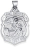 Rhodium-Plated 14k White Gold St. Michael Badge Medal Pendant (30X22MM)