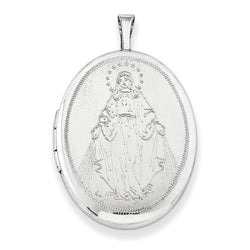 Sterling Silver Mary,Blessed Mother Locket Necklace, 18"