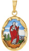 14k Yellow Gold St. Jude Hand-Painted Porcelain Medal (13x10MM)