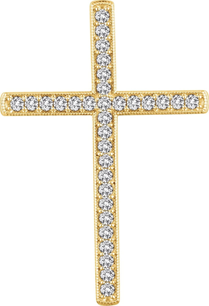 Diamond Chapel Cross Rhodium-Plated 14k Yellow Gold Pendant (1 Ctw, H+ Color, I1 Clarity)