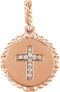 Diamond Cross Rope Pendant, 14k Rose Gold (.05 Ctw, Color G-H, Clarity I1)