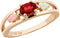 Oval Created Ruby Ring, 10k Yellow Gold, 12k Green and Rose Gold Black Hills Gold Motif, Size 7