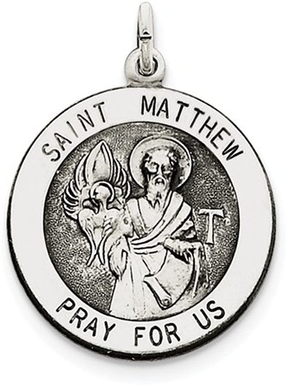 Sterling Silver Antiqued St. Matthew Medal (31X21MM)