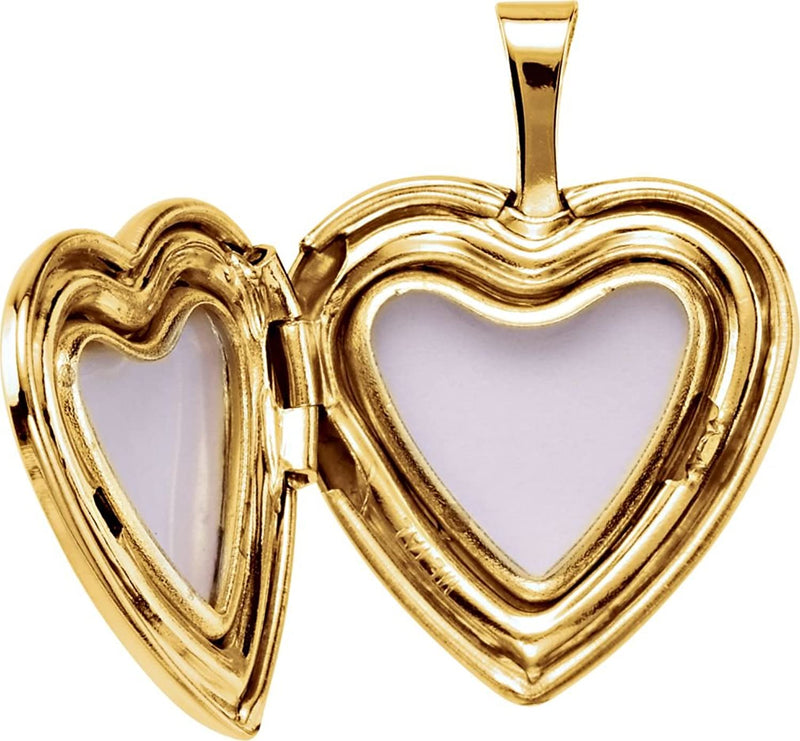 14k Yellow Gold-Plated Sterling Silver Red Dove and Cross Heart Holy Ghost Locket Pendant