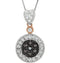 14k White Gold, 14k Rose Gold, Black Diamond and Diamond Necklace, 18" (1/4 Cttw, H+ Color, I1 Clarity)