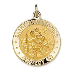 14k Yellow Gold Round St. Christopher Medal U.S. Navy Medal (18 MM)