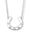 Diamond Horseshoe Necklace, Rhodium plated Sterling Silver, 18" (.01 Ct)