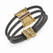 Throne Collection Gray Titanium, Bronze Amethyst Cable Link Cuff Bangle 12mm Bracelet, 6" (12MM)