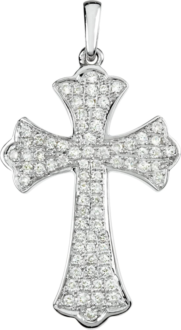 Diamond Micro Pavé Budded Cross Pendant (GH Color, I1 Clarity, 1/2 Cttw)