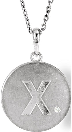 Diamond Letter 'X' Initial Sterling Silver Pendant Necklace, 18" (.005 Ct, GH Color, I2 Clarity)