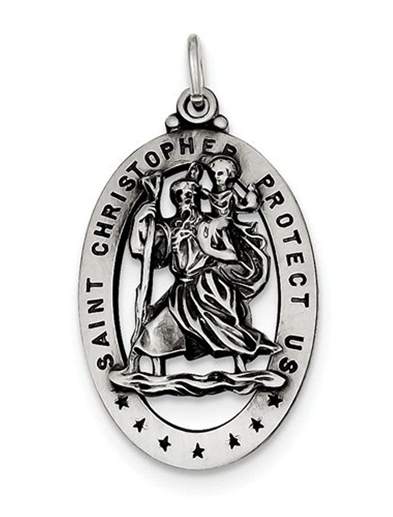 Sterling Silver St. Christopher Medal (36X22MM)