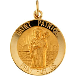 14k Yellow Gold Round St. Patrick Medal (22 MM)