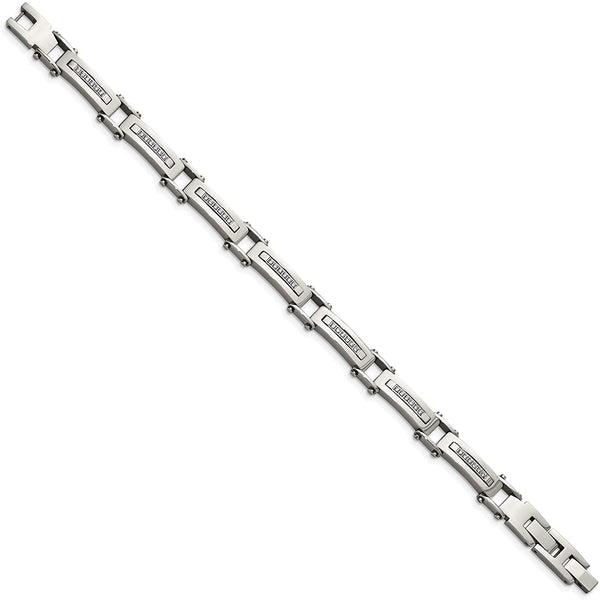 Men's Stainless Steel CZ Link Bracelet, 8.25 Inches