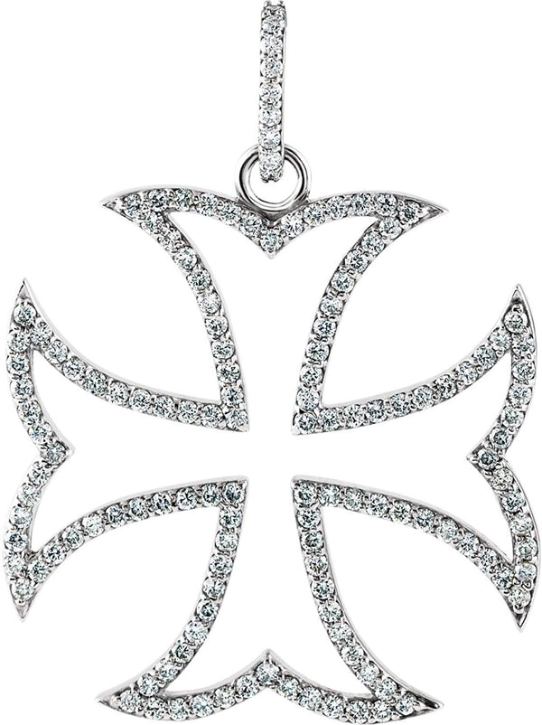 Diamond Maltese Cross 14k White Gold Pendant