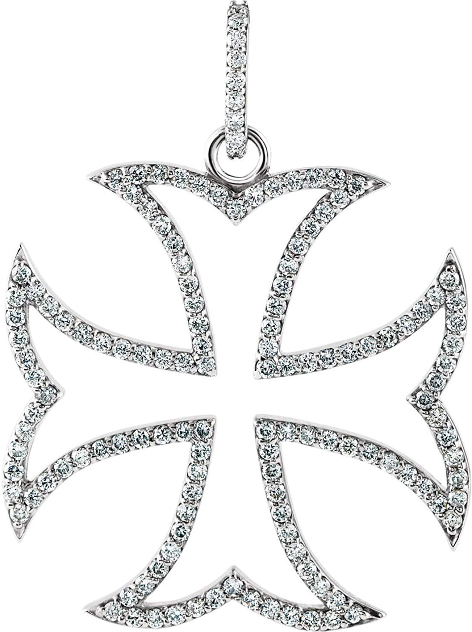 Diamond Maltese Cross 14k White Gold Pendant