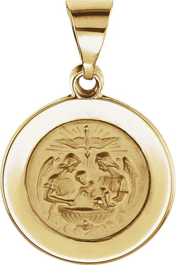 14k Yellow Gold Round Hollow Baptismal Medal (14.75 MM)
