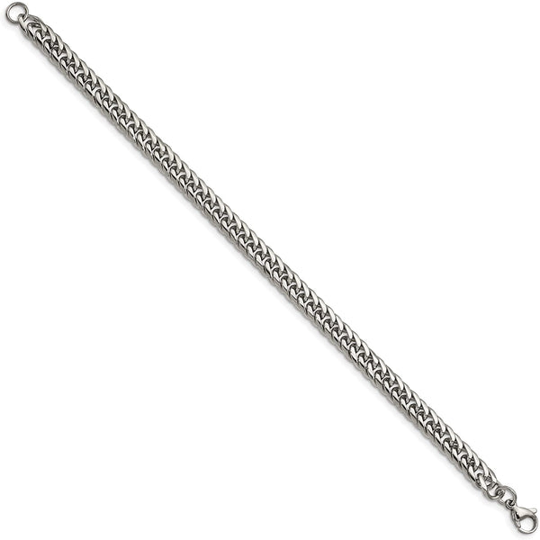 Men's Stainless Steel Double Curb Chain Bracelet, 9 Inches