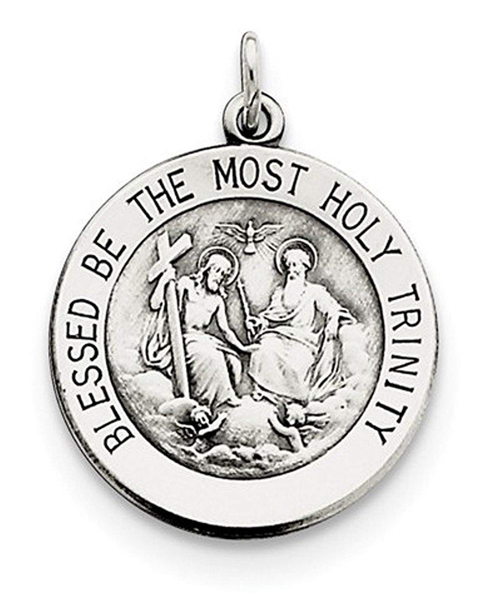 Sterling Silver Antiqued Holy Trinity Medal (26X18MM)