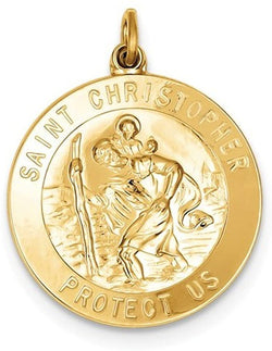 24k Gold-Plated Sterling Silver St. Christopher Medal (32X20MM)