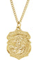 24k Yellow Gold Plated St. Michael Badge Necklace, 24"