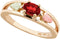 Oval Created Ruby Ring, 10k Yellow Gold, 12k Green and Rose Gold Black Hills Gold Motif, Size 7