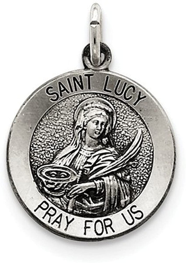 Sterling Silver Antiqued Saint Lucy Medal (25X18MM)