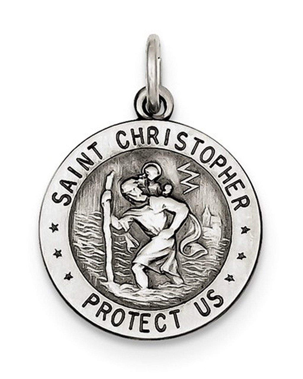 Sterling Silver St. Christopher US Army Medal Pendant (25X20MM)