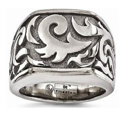 Pallas Collection Titanium Casted Design 17mm Signet Ring