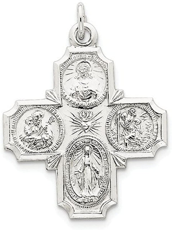 Sterling Silver 4-Way Cross Medal (35X30MM)