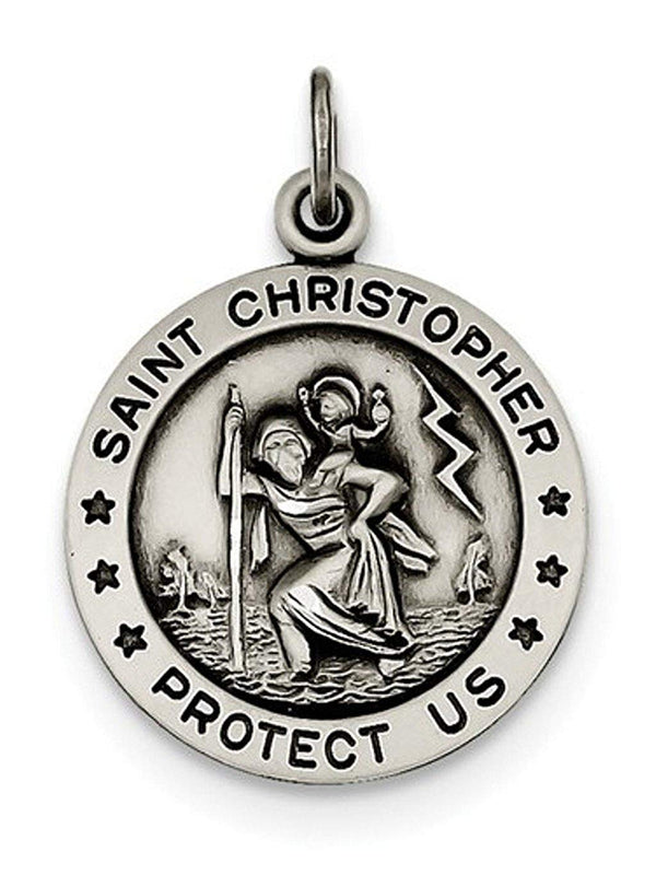 Sterling Silver Saint Christopher Medal Charm Pendant (26X20 MM)