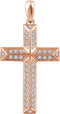 Diamond Angled Cross 14k Rose Gold Pendant (.33 Ctw, H+ Color, I1 Clarity)