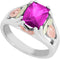 October Birthstone Created Rose Zircon Ring, Sterling Silver, 12k Green and Rose Gold Black Hills Silver Motif