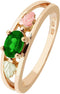 Oval Created Emerald Ring, 10k Yellow Gold, 12k Green and Rose Gold Black Hills Gold Motif, Size 6.5