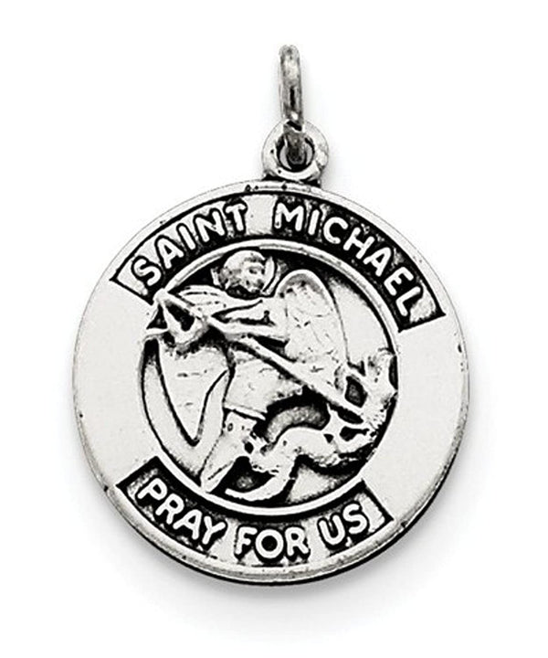 Sterling Silver Antiqued Saint Michael Medal (22X16 MM)